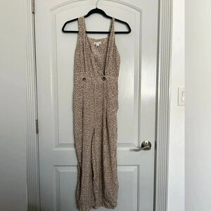 Whistles Leopard Print Lara Cropped Wide Leg Jumpsuit Relaxed Fit size 4 retro